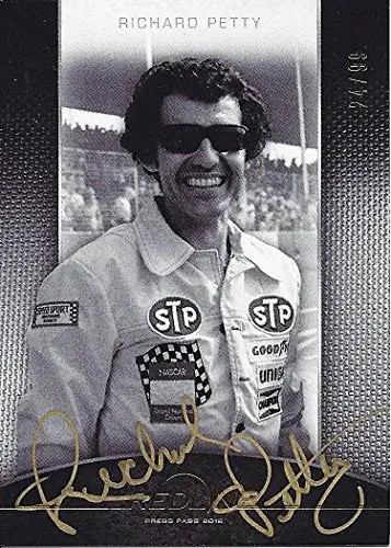 Autographed Richard Petty 2012 Press Pass Red Line (Black Parallel) Vintage Insert Card With Coa (#74/99) 1