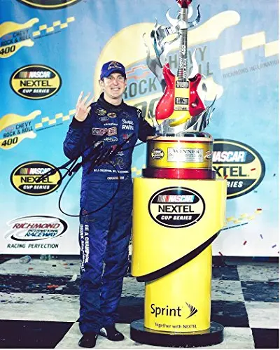 Autographed 2005 Kurt Busch #97 Crown Royal Racing Richmond Win (Chevy Rock N Roll 400) Media Trophy Pose Vintage 8X10 Signed Picture Nascar Glossy Photo With Coa 1