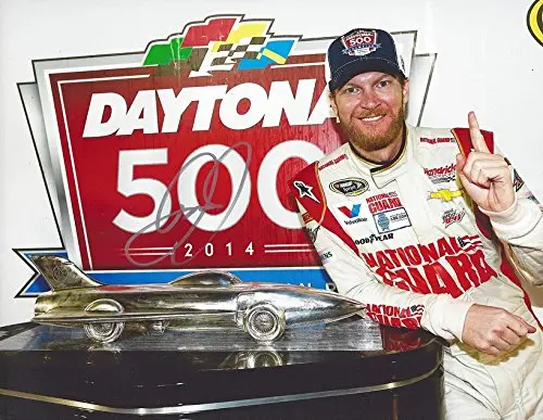 Autographed 2014 Dale Earnhardt Jr. #88 National Guard Racing Daytona 500 Race Win (Harley J. Earl Trophy) Hendrick Motorsports Signed Collectible Picture Nascar 9X11 Inch Glossy Photo With Coa 1