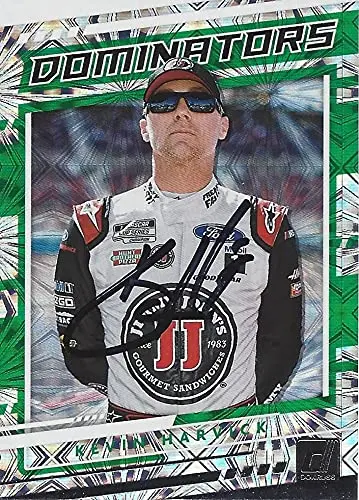 Autographed Kevin Harvick 2021 Panini Donruss Dominators (#4 Jimmy Johns Team) Stewart-Haas Racing Nascar Cup Series Insert Signed Collectible Trading Card With Coa 1