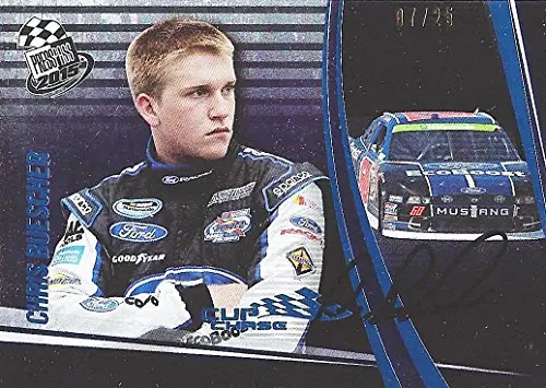 Autographed Chris Buescher 2015 Press Pass Racing (#60 Ford Ecoboost Mustang) Roush Fenway Team Rookie Signed Collectible Nascar Rare Trading Card With Coa (#07 Of 25 Produced) 1