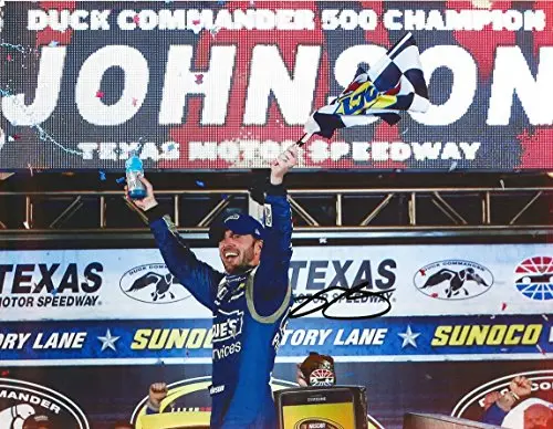 Autographed 2015 Jimmie Johnson #48 Lowes Racing Texas Win (Duck Commander 500) Victory Burnout Signed Picture 8X10 Nascar Glossy Photo With Coa 1