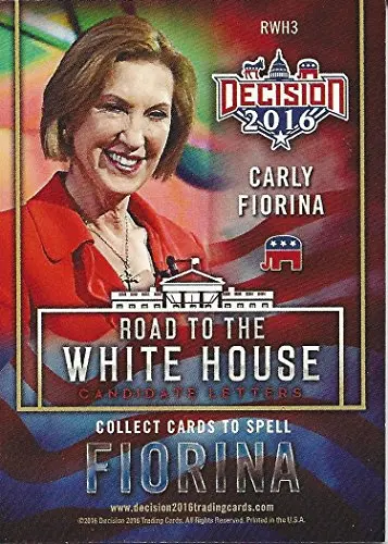 Carly Fiorina 2016 Leaf Decision Road To The White House Candidate Letters (Letter R) Blue Parallel Insert Relic Collectible Trading Card 2