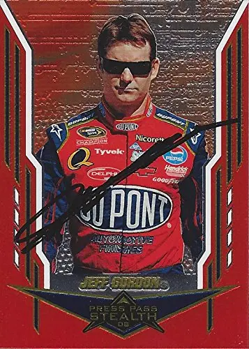 Autographed Jeff Gordon 2008 Press Pass Stealth Racing Red Chrome Parallel (#24 Dupont Team) Hendrick Motorsports Signed Nascar Collectible Trading Card With Coa 1