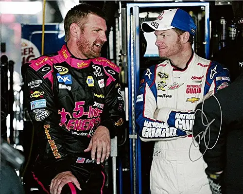 Autographed 2014 Dale Earnhardt Jr. #88 National Guard Racing Garage Area With Bowyer (Signed 8X10 Picture) Nascar Glossy Photo With Coa 1