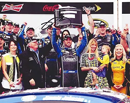 Autographed 2013 Jimmie Johnson #48 Team Lowes Racing Daytona 500 Race Win (Victory Lane Trophy) Sprint Cup Series Signed Picture 8X10 Inch Nascar Glossy Photo With Coa 1