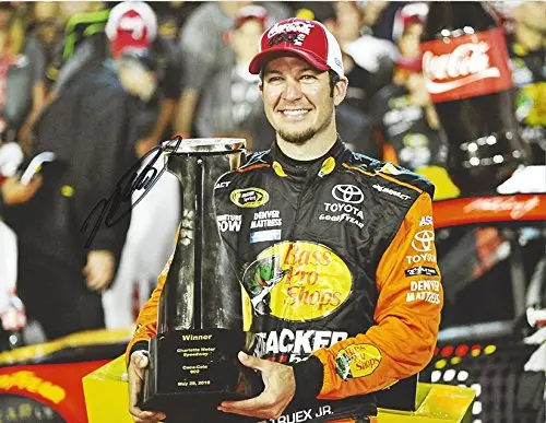 Autographed 2016 Martin Truex Jr. #78 Bass Pro Shops Racing Coca-Cola 600 Charlotte Race Win (Victory Lane Trophy) Sprint Cup Series Signed Collectible Picture Nascar 9X11 Inch Glossy Photo With Coa 1