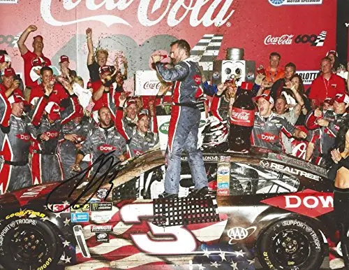Autographed 2017 Austin Dillon #3 Dow Patriotic Paint Coca-Cola 600 Charlotte Race Win (Victory Lane) Monster Energy Cup Series Signed Collectible Picture Nascar 9X11 Inch Glossy Photo With Coa 1