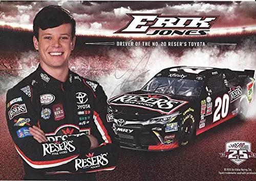 Autographed 2016 Erik Jones #20 Resers Fine Foods Racing (Joe Gibbs 25Th Anniversary) Toyota Camry 8X12 Inch Signed Picture Nascar Hero Card Photo With Coa 1