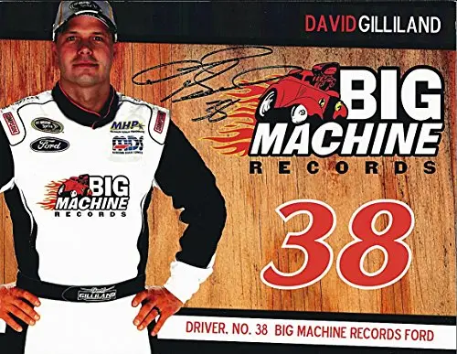 Autographed 2013 David Gilliland #38 Big Machine Records Racing (Sprint Cup Series) Signed 9X11 Nascar Hero Card With Coa 1
