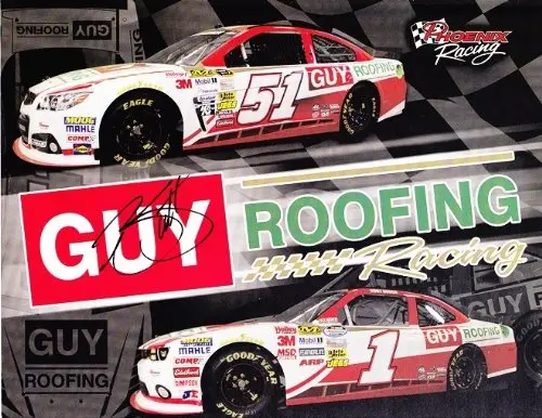 Autographed 2013 Regan Smith #51 Guy Roofing (Phoenix Racing) Signed 9X11 Inch Nascar Hero Card Photo With Coa 1
