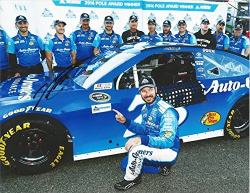 Autographed 2016 Martin Truex Jr. #78 Auto-Owners Insurance Racing Martinsville Pole Award Winner (Furniture-Row Team) Signed Collectible Picture Nascar 9X11 Inch Glossy Photo With Coa 1