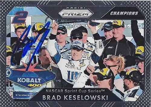 Autographed Brad Keselowski 2016 Panini Prizm Champions (Kobalt 400 Race Win) #2 Miller Lite Team Penske Signed Collectible Nascar Trading Card With Coa 1