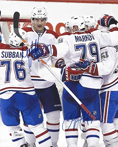 2X Autographed Max Pacioretty & Andrei Markov Montreal Canadiens Team (Goal Scoring Celebration) Dual-Signed Rare Nhl Hockey 8X10 Inch Glossy Photo With Jsa Coa 1