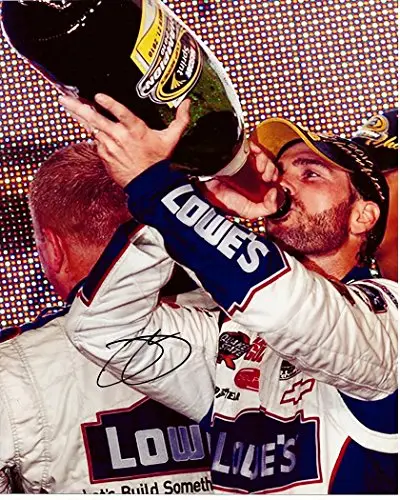 Autographed 2010 Jimmie Johnson #48 Lowe's Racing Sprint Cup Champion (Champagne Victory Lane) Signed 8X10 Nascar Glossy Photo With Coa 1