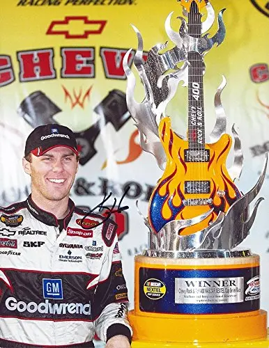 Autographed 2006 Kevin Harvick #29 Gm Goodwrench Racing Richmond Race Win (Chevy Rock & Roll 400) Victory Lane Guitar Trophy Signed Nascar Picture 9X11 Inch Glossy Photo With Coa 1