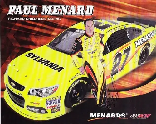 Autographed 2013 Paul Menard #27 Sylvania / Menards Racing Team Rcr Signed 8X10 Hero Card Photo With Coa 1