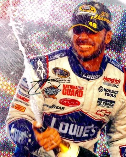 Autographed 2009 Jimmie Johnson #48 Sprint Cup 4X Champion 8X10 Inch Signed Glossy Nascar Photo With Coa 1