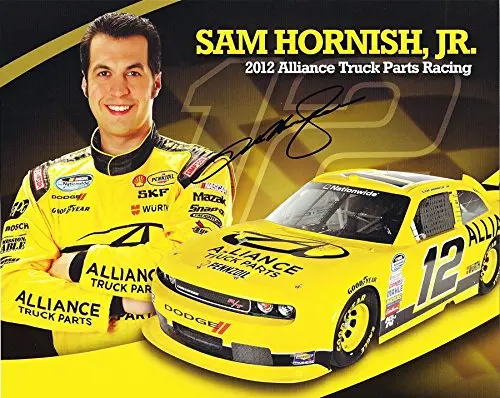 Autographed 2012 Sam Hornish Jr. #12 Alliance Truck Parts Racing (Team Penske) Dodge Challenger Nationwide Series Driver Signed Picture 8X10 Inch Nascar Hero Card Photo With Coa 1