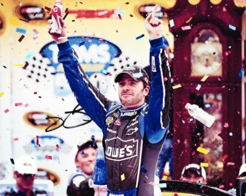 Autographed 2014 Jimmie Johnson #48 Lowe's Racing Tums 500 Race Win (Martinsville Short Track) Signed 8X10 Nascar Glossy Photo W/Coa 1