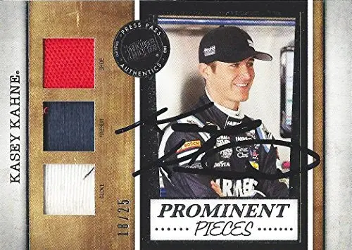 Autographed Kasey Kahne 2013 Press Pass Legends Prominent Pieces (Firesuit-Glove-Shoe) Race-Used Insert Signed Nascar Trading Card With Coa (#18 Of 25) 1