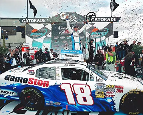 Autographed 2012 Joey Logano #18 Gamestop Racing Phoenix Win Great Clips 200 (Victory Lane Celebration) Nationwide Series Signed Picture Nascar Glossy 8X10 Inch Photo With Coa 1