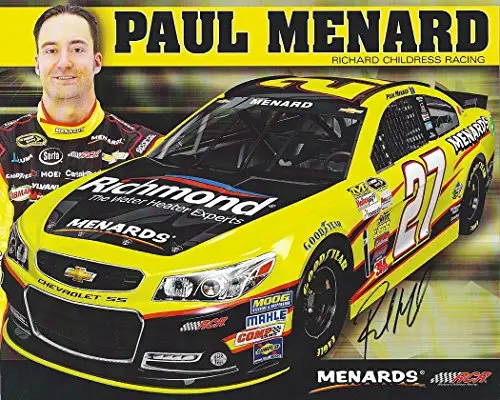 Autographed 2014 Paul Menard #27 Richmond Water Experts (Menards) Signed 8X10 Nascar Hero Card Photo W/Coa 1