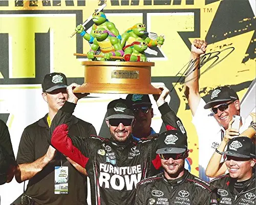 Autographed 2016 Martin Truex Jr. #78 Furniture Row Racing Chicagoland Race Win (Victory Lane Trophy) Signed Collectible Picture Nascar 8X10 Inch Glossy Photo With Coa 1