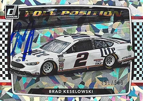 Autographed Brad Keselowski 2018 Panini Donruss Racing Pole Position (#2 Miller Lite Penske Team) Monster Cup Series Rare Parallel Insert Signed Collectible Nascar Trading Card With Coa #891/999 1