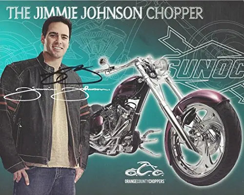 Autographed 2007 Jimmie Johnson #48 Lowes Racing Orange County Choppers 8X10 Inch Signed Picture Nascar Hero Card Photo With Coa 1