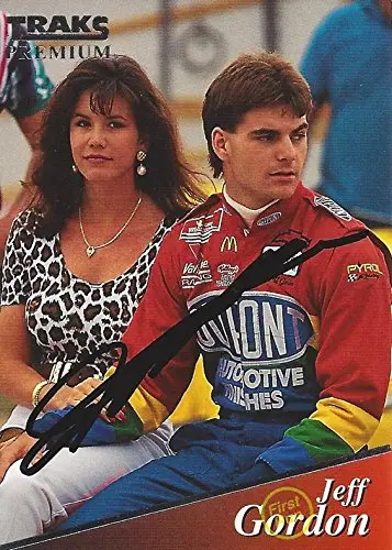 Autographed Jeff Gordon 1994 Traks Premium Racing (First Run) #24 Dupont Rainbow Rookie Hendrick Motorsports Vintage Signed Nascar Collectible Trading Card With Coa 1