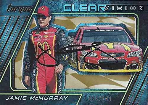 Autographed Jamie Mcmurray 2016 Panini Torque Racing Clear Vision (#1 Mcdonalds Team) Sprint Cup Series Insert Signed Nascar Collectible Trading Card With Coa #094/149 1