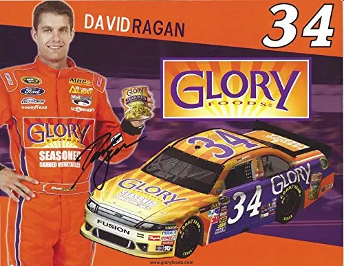 Autographed 2012 David Ragan #34 Glory Foods Racing (Seasoned Canned Vegetables) Sprint Cup Series Ford Fusion 9X11 Inch Signed Picture Nascar Hero Card Photo With Coa 1