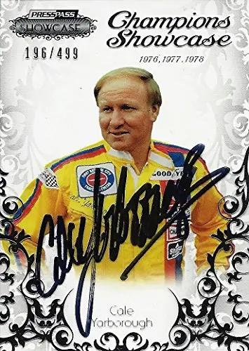 Autographed Cale Yarborough 2012 Press Pass Racing Champions Showcase Vintage Insert Signed Collectible Nascar Trading Card With Coa (#196 Of 499 Produced) 1