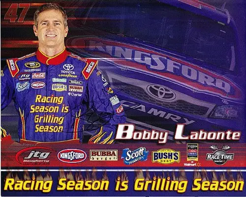 Autographed 2013 Bobby Labonte #47 Kingsford Charcoal Racing 8X10 Signed Nascar Hero Card W/Coa 1