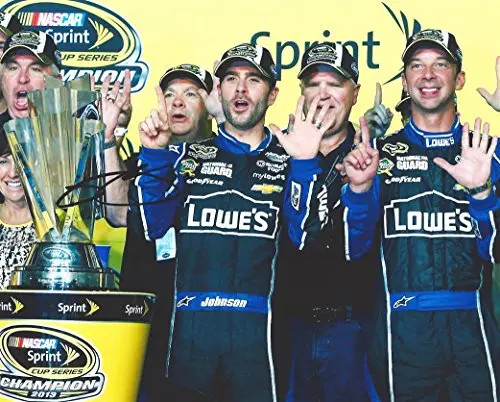 Autographed 2013 Jimmie Johnson #48 Lowes Racing 6X Champion (Homestead Victory Lane) 8X10 Signed Picture Nascar Glossy Photo With Coa 1
