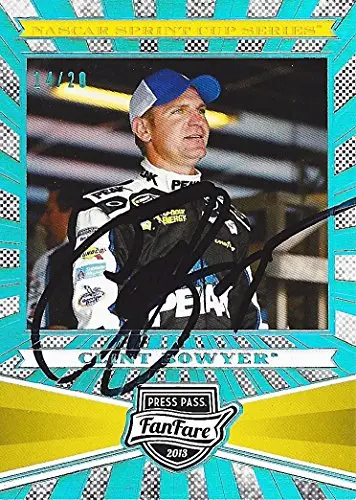 Autographed Clint Bowyer 2013 Press Pass Fan Fare (#15 Peak Racing) Blue Parallel Insert Signed Collectible Nascar Trading Card With Coa (#14 Of 20 Produced) 1