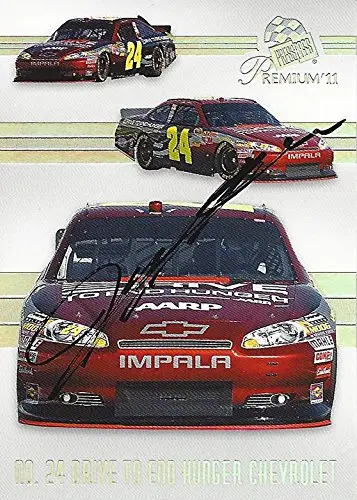 Autographed Jeff Gordon 2011 Press Pass Premium Racing Machines (#24 Drive To End Hunger Chevrolet) Hendrick Motorsports Signed Nascar Collectible Trading Card With Coa 1