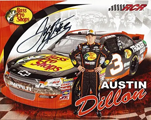 Autographed 2013 Austin Dillon #3 Bass Pro Shop Racing (Nationwide Series) Signed Picture 8X10 Nascar Hero Card With Coa 1