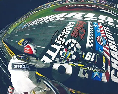 Autographed 2015 Carl Edwards #19 Subway Racing Coca-Cola 600 Win (Charlotte) Checkered Flag 8X10 Signed Picture Nascar Glossy Photo With Coa 1