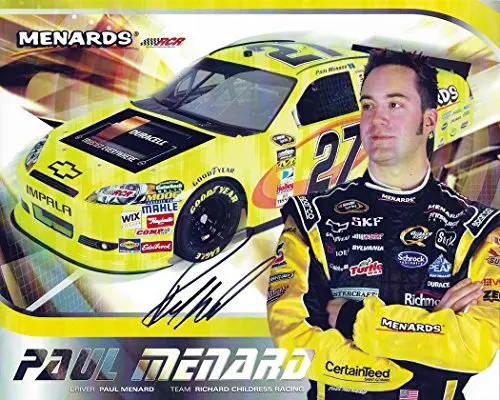 Autographed 2012 Paul Menard #27 Menards Racing (Duracell) Signed 8X10 Picture Nascar Hero Card With Coa 1