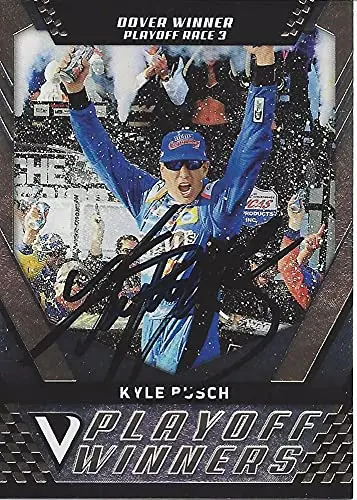 Autographed Kyle Busch 2018 Panini Victory Lane Playoff Winner (Dover Win) Joe Gibbs Racing Monster Cup Series Signed Collectible Nascar Trading Card With Coa 1