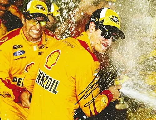 Autographed 2016 Joey Logano #22 Shell Pennzoil Racing Charlotte All-Star Race Win (Victory Lane Champagne Spray) Team Penske Signed Collectible Picture Nascar 9X11 Inch Glossy Photo With Coa 1