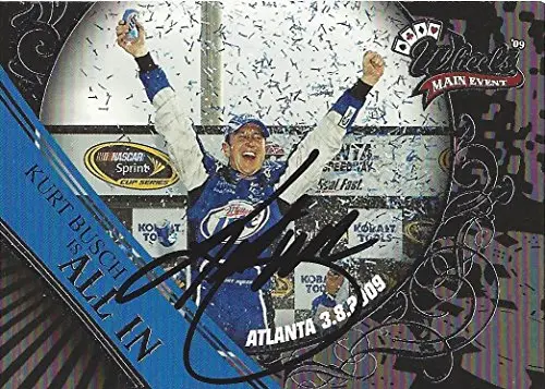 Autographed Kurt Busch 2009 Wheels Main Event Racing All In (#2 Miller Lite) Team Penske Atlanta Race Winner Signed Collectible Nascar Trading Card With Coa 1