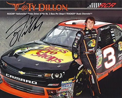 Autographed 2014 Ty Dillon #3 Bass Pro Shops Racing (Nationwide Series) Signed 8X10 Nascar Hero Card W/Coa 1