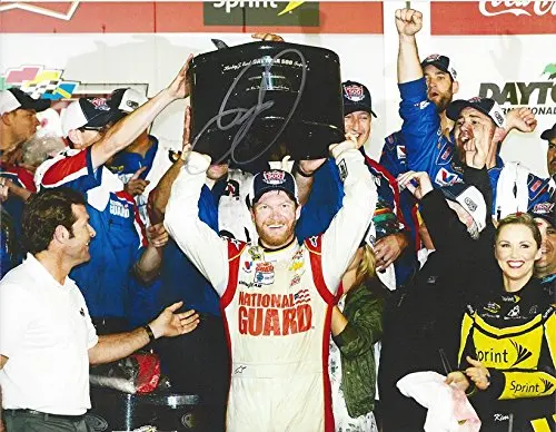 Autographed 2014 Dale Earnhardt Jr. #88 National Guard Racing Daytona 500 Race Win (Victory Lane Trophy) Hendrick Motorsports Signed Collectible Picture Nascar 9X11 Inch Glossy Photo With Coa 1