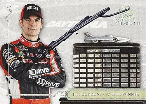 Autographed Jeff Gordon 2011 Press Pass Premium Racing Daytona 500 Club (1997, 1999, 2005 Winner) Hendrick Motorsports (#24 Drive To End Hunger Team) Signed Nascar Collectible Trading Card With Coa 1