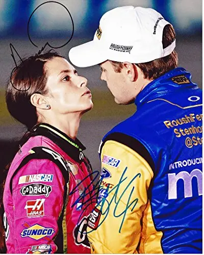 2X Autographed Danica Patrick & Ricky Stenhouse Jr. 2014 Pre-Race Kiss (Nascar Couple) Signed 8X10 Photo With Coa 1