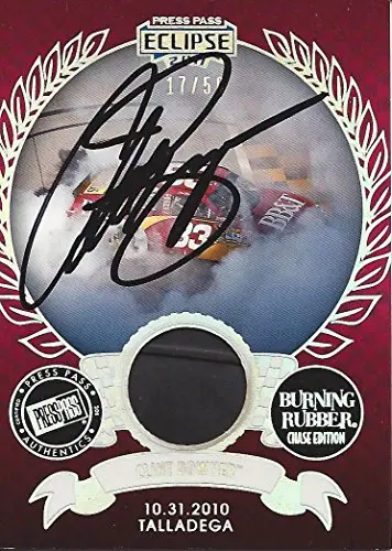 Autographed Clint Bowyer 2011 Press Pass Eclipse Racing Burning Rubber (Talladega Win 10-31-2010) Race-Used Tire Insert Signed Nascar Trading Card With Coa (#17 Of 50) 1