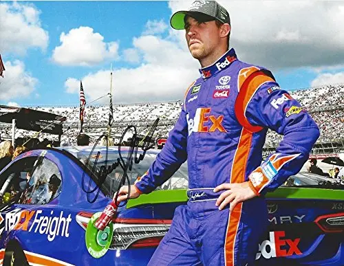 Autographed 2017 Denny Hamlin #11 Fedex Freight Racing Chase For The Cup Playoffs (Pit Road) Monster Energy Cup Series Team Gibbs Signed Collectible Picture Nascar 9X11 Inch Glossy Photo With Coa 1